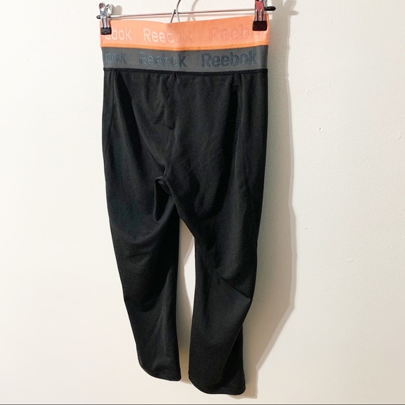 Reebok Aspire Skin Capri Compression Athletic Workout Leggings Pants 🖤🩶🧡 - Picture 6 of 9